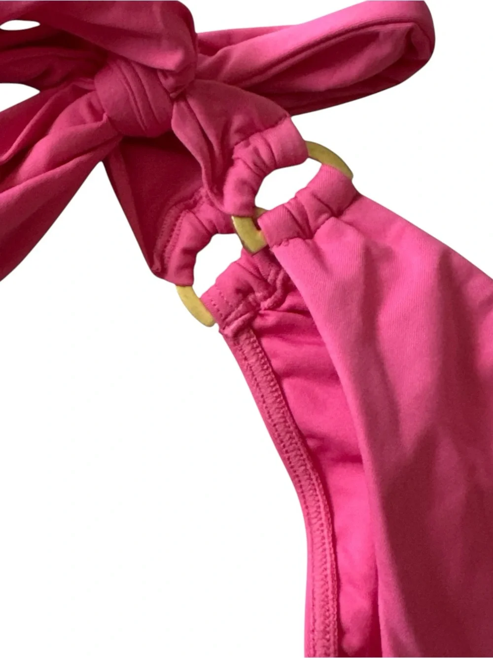 L*Space Kiki Tanga Bikini Bottom XL Fuchsia Pink Matte Gold Ring NWT - Picture 4 of 8